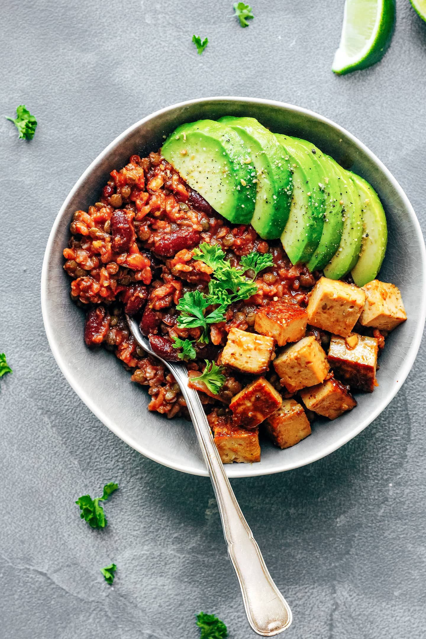Vegan Enchilada Power Bowls with Spicy Tofu