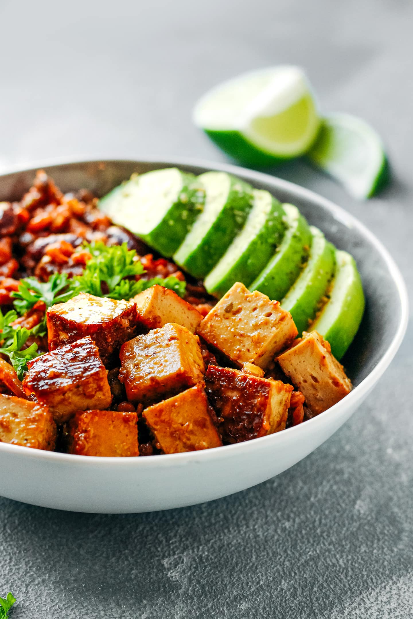 Vegan Enchilada Power Bowls with Spicy Tofu