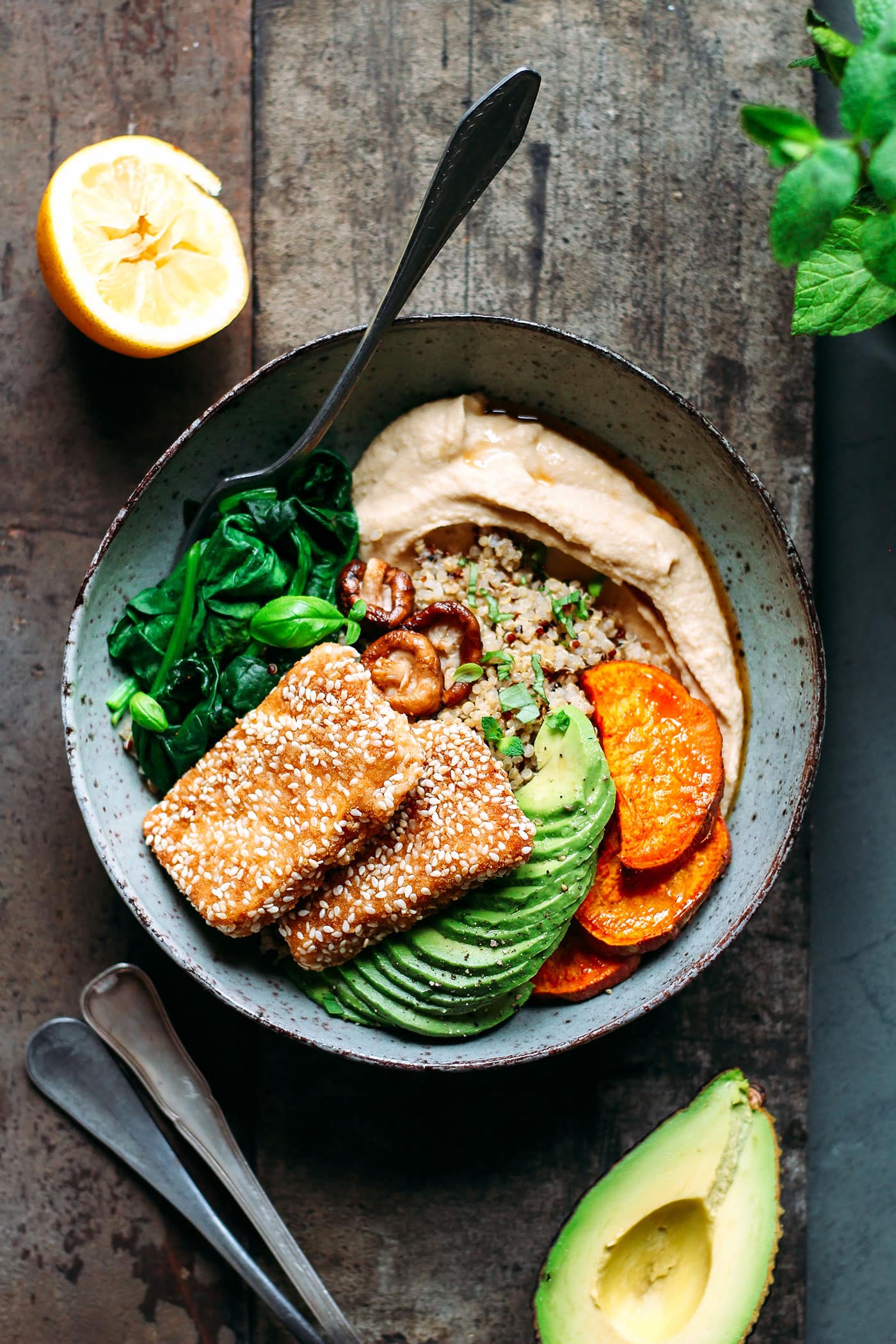 Sesame Crusted Hoisin Tofu Bowls