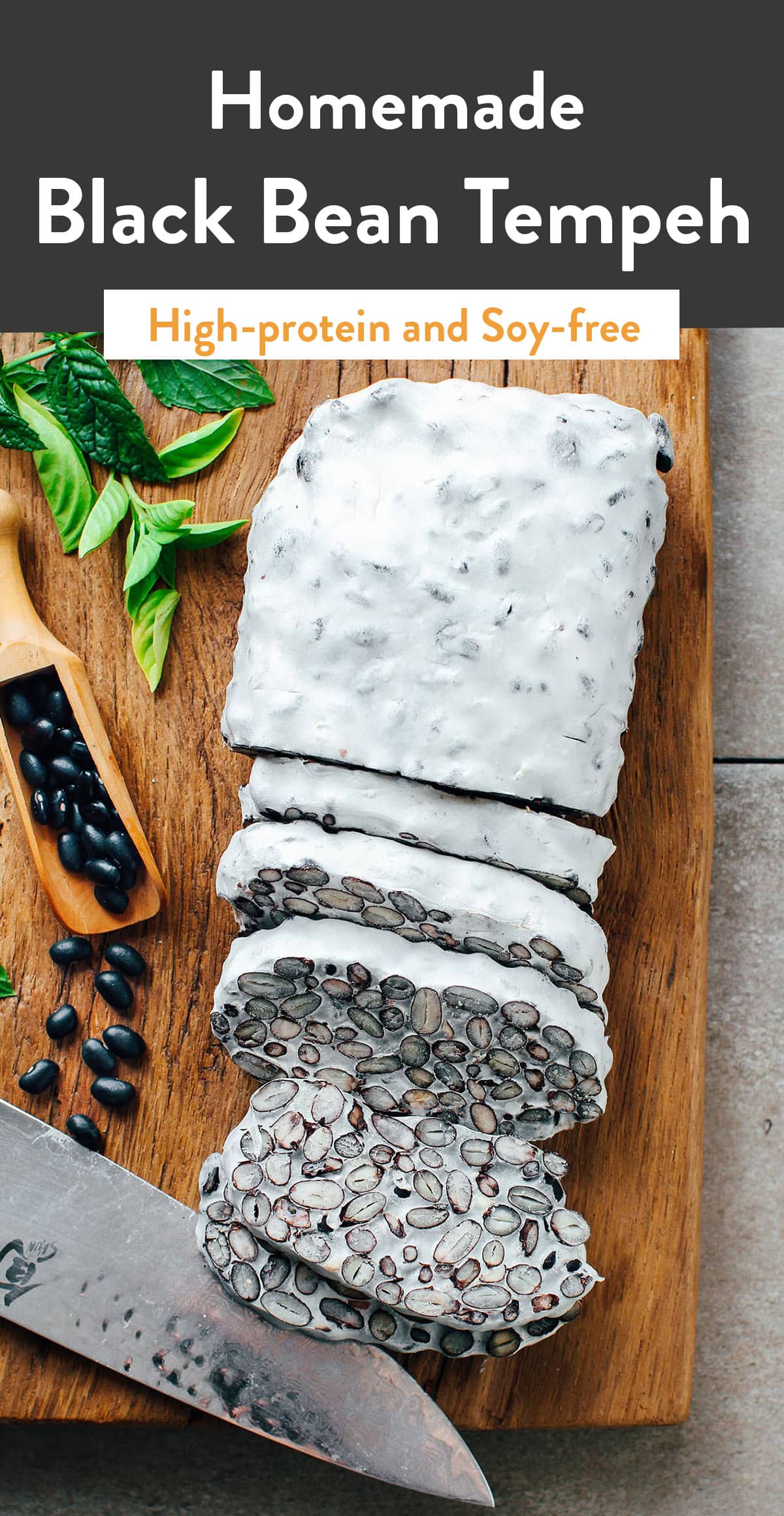 3-Ingredient homemade tempeh that is soy-free! Made from black beans, it's easy to make, and is just as delicious as soy tempeh! #tempeh #vegan