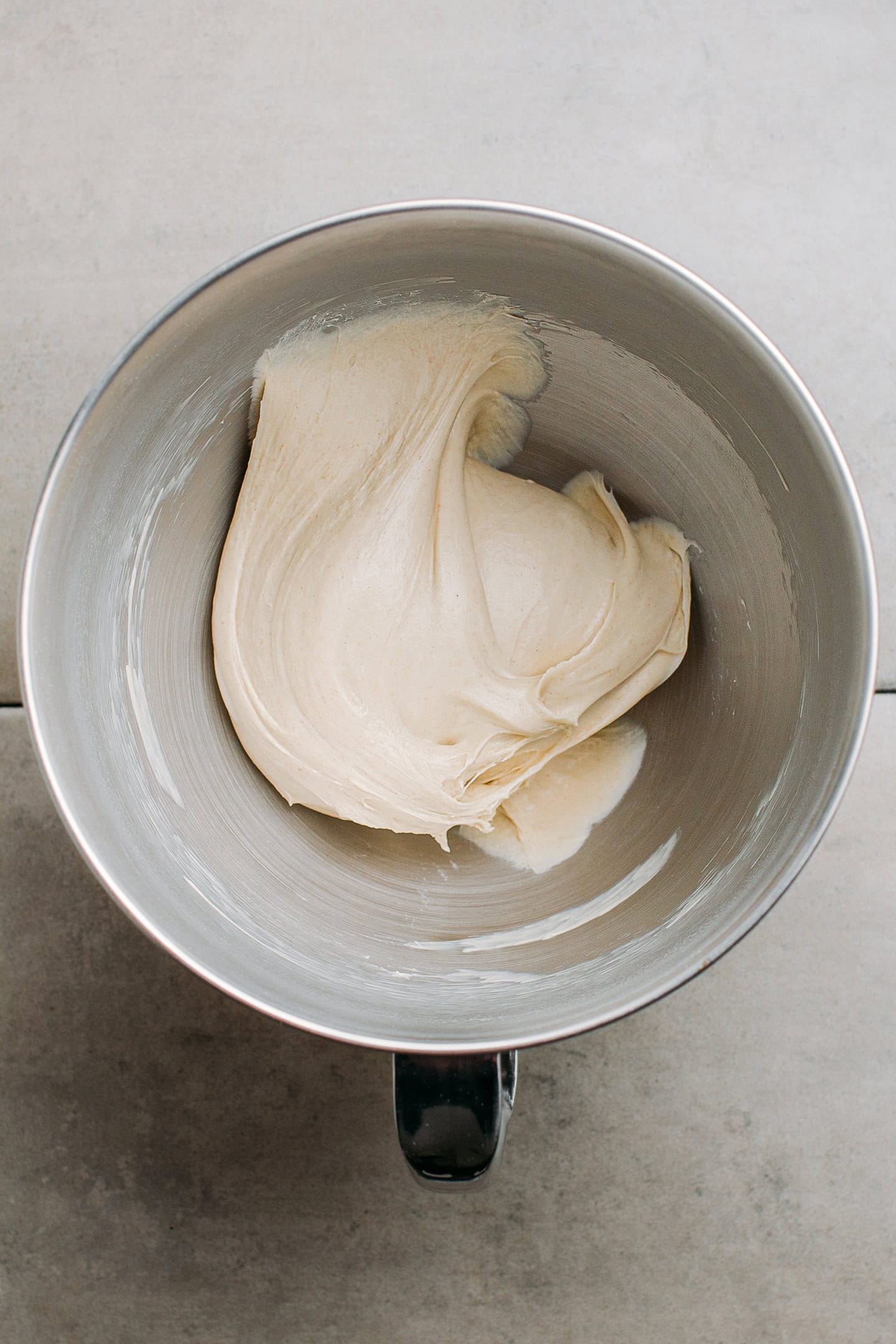 Dough in a stand mixer.