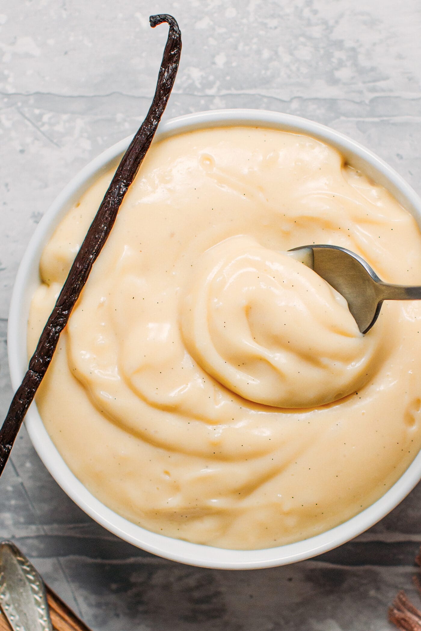 Vanilla pastry cream in a bowl.