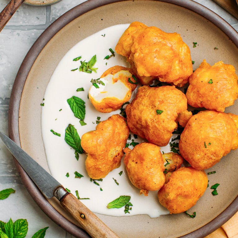 Cauliflower Tempura with Ginger Cream