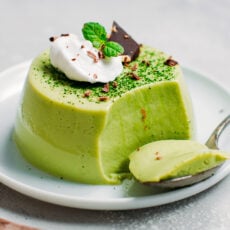 Matcha White Chocolate Flan (Vegan)