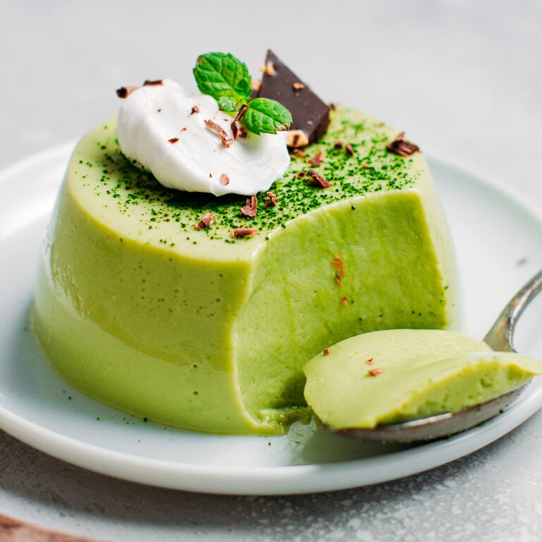 Matcha White Chocolate Flan (Vegan)