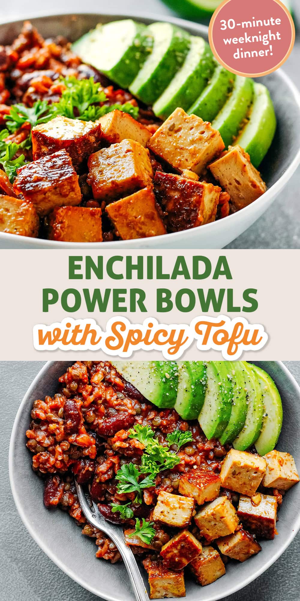 Enchiladas in a bowl! Flavorful, spicy, cheesy and very satisfying! The perfect meal for a weeknight dinner, ready in 30 minutes!