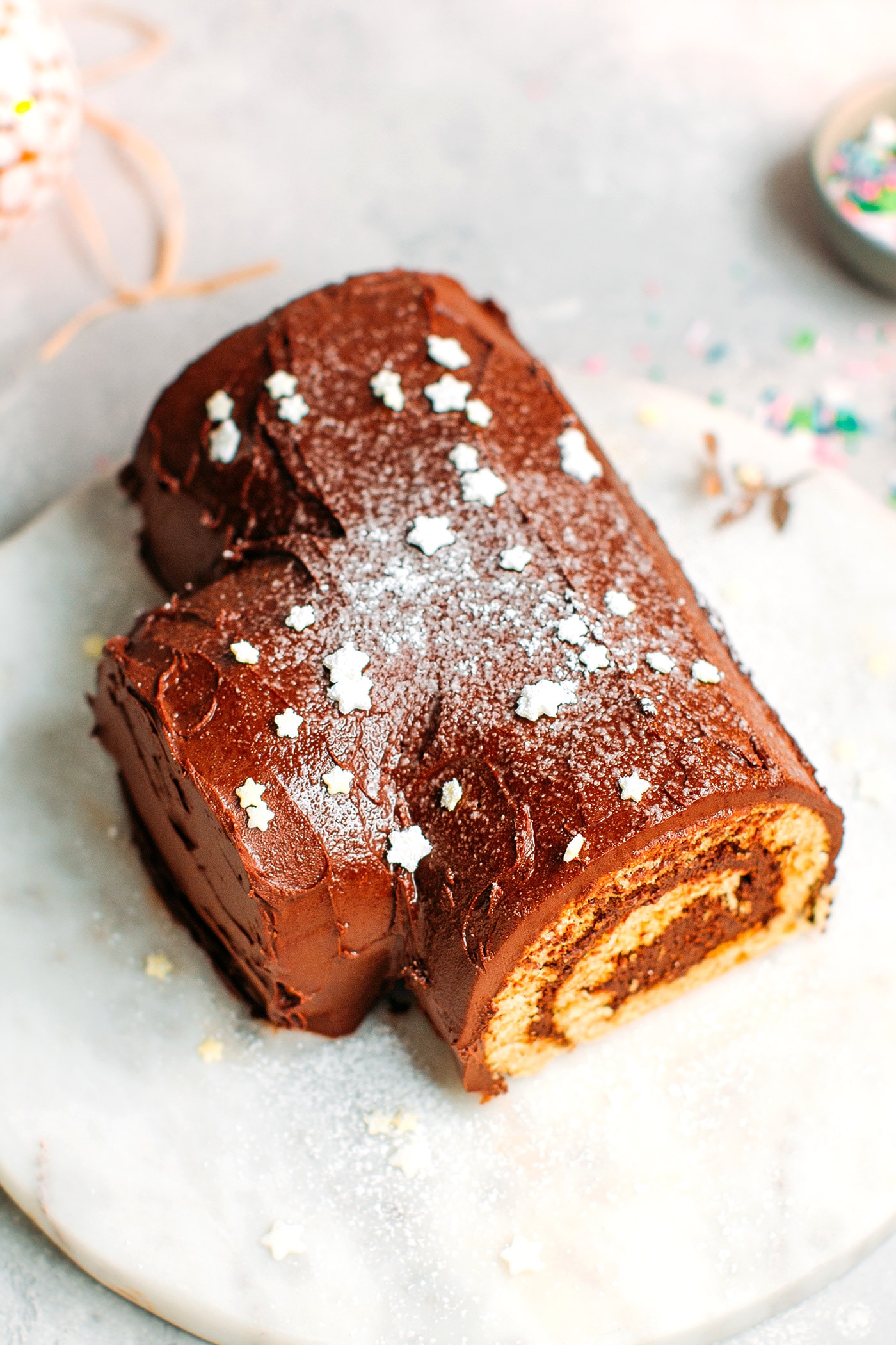 Vegan Chocolate Praline Yule Log