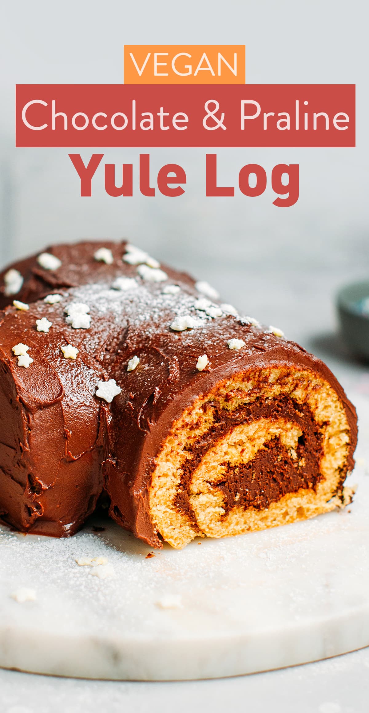 Vegan Chocolate & Praline Yule Log