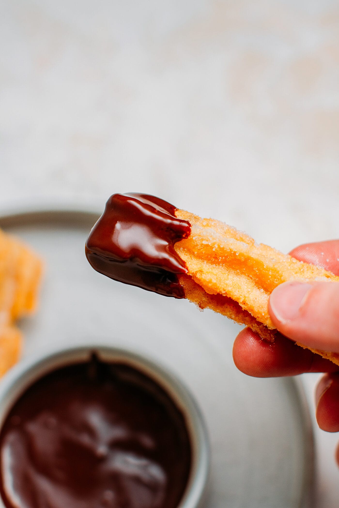 Close up of vegan gluten-free churros.