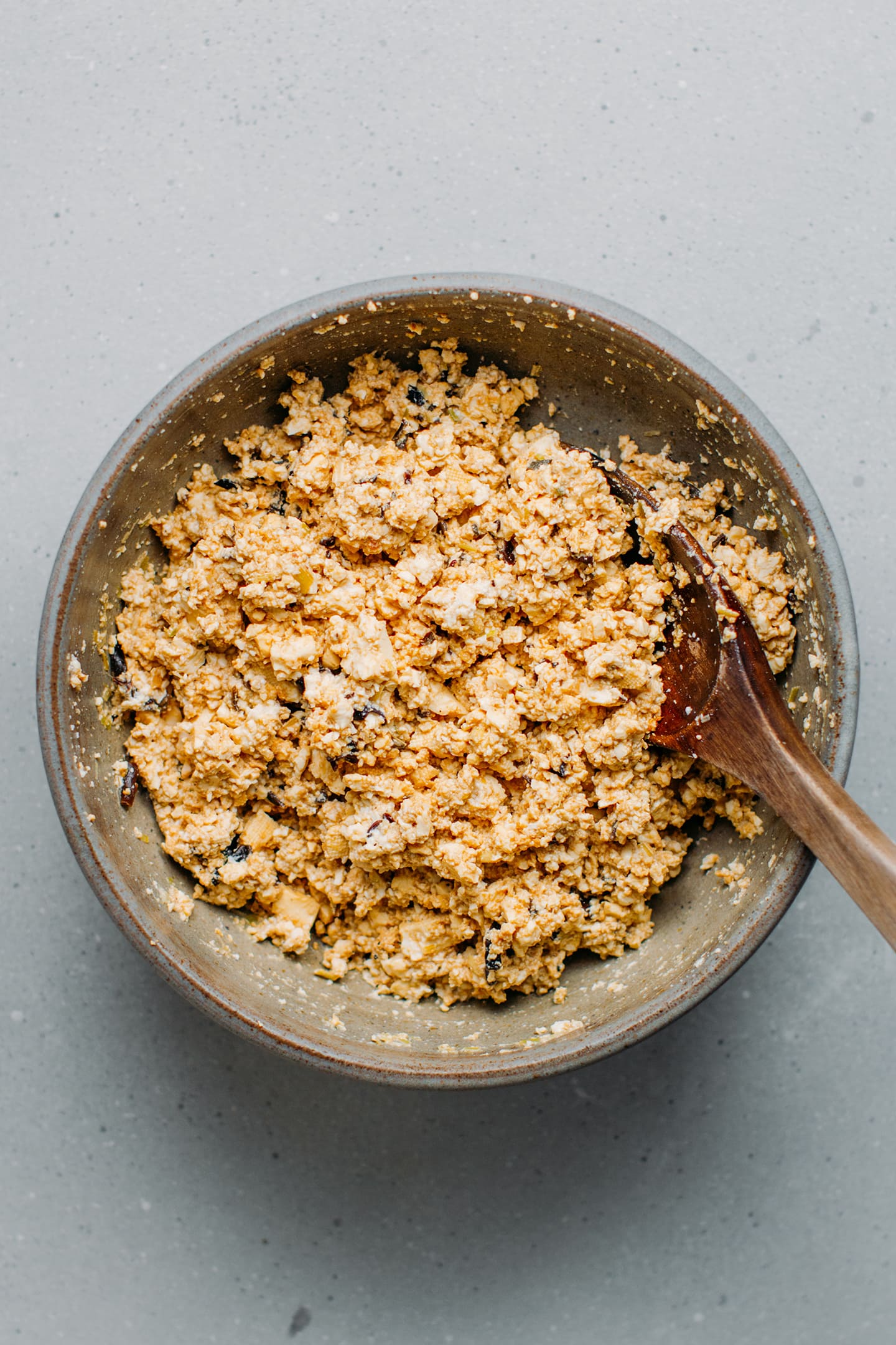 Tofu filling in a bowl.