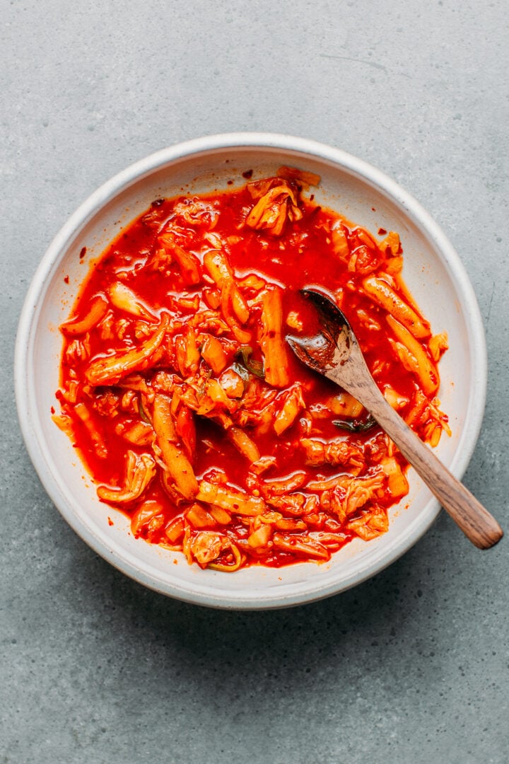 Kimchi sauce for Bibim Guksu.