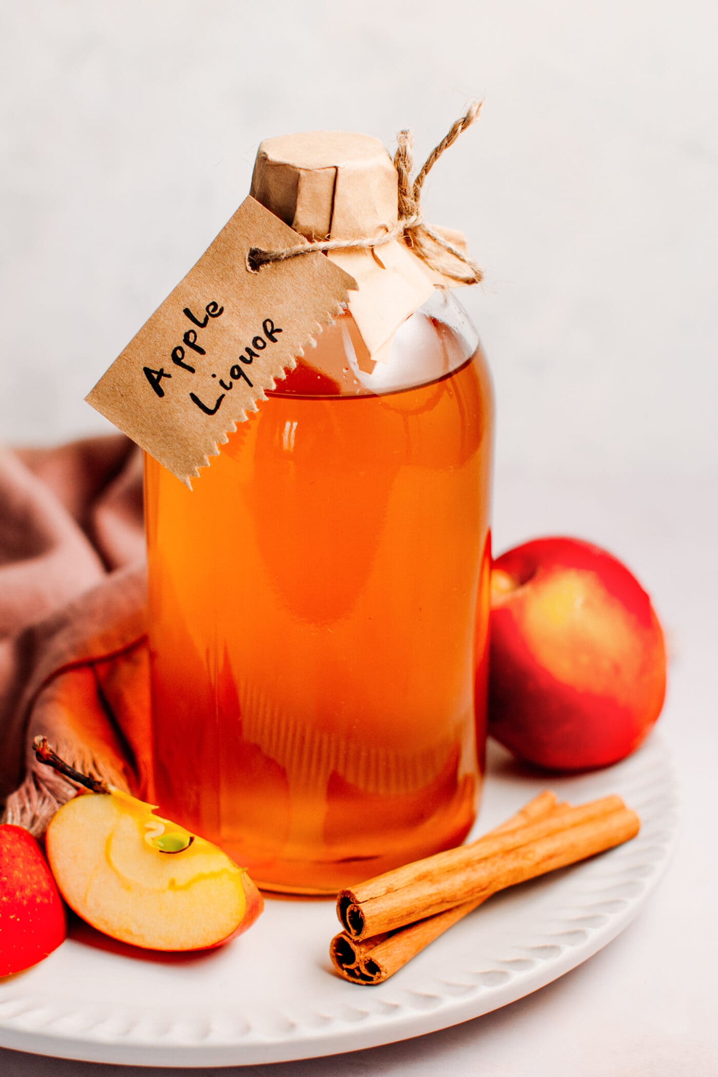 Bottle of homemade apple liquor.