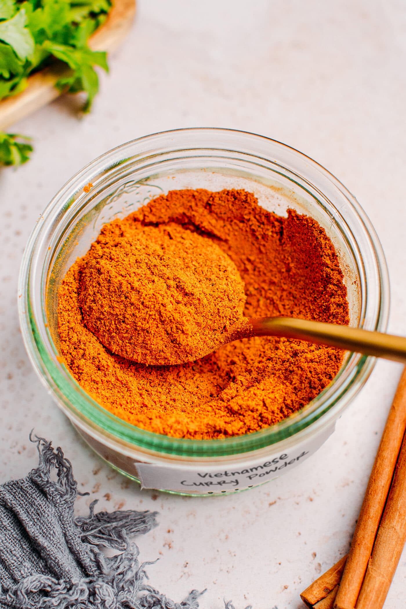 Vietnamese curry powder in a jar.