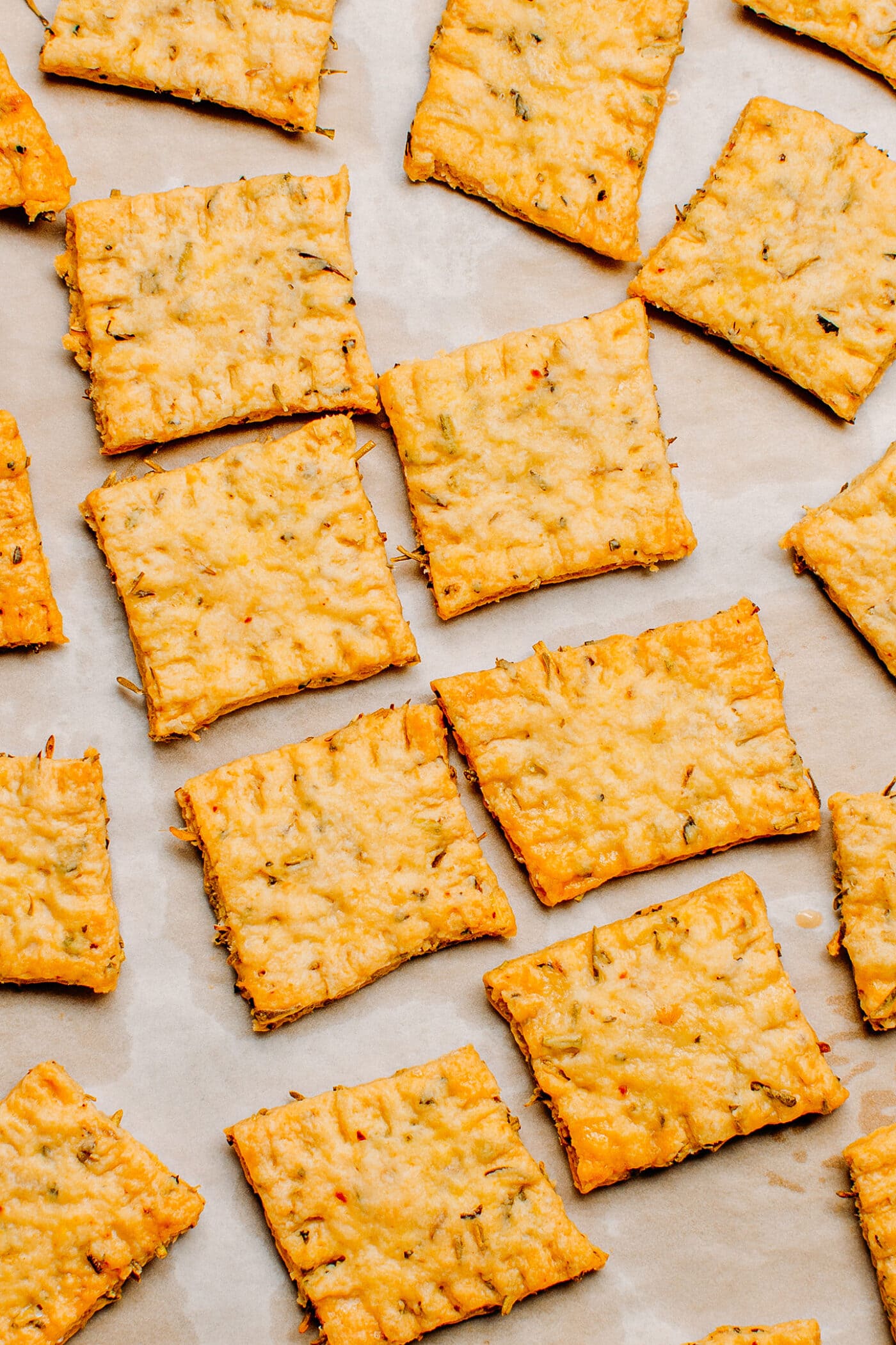 Close up of vegan herb crackers.