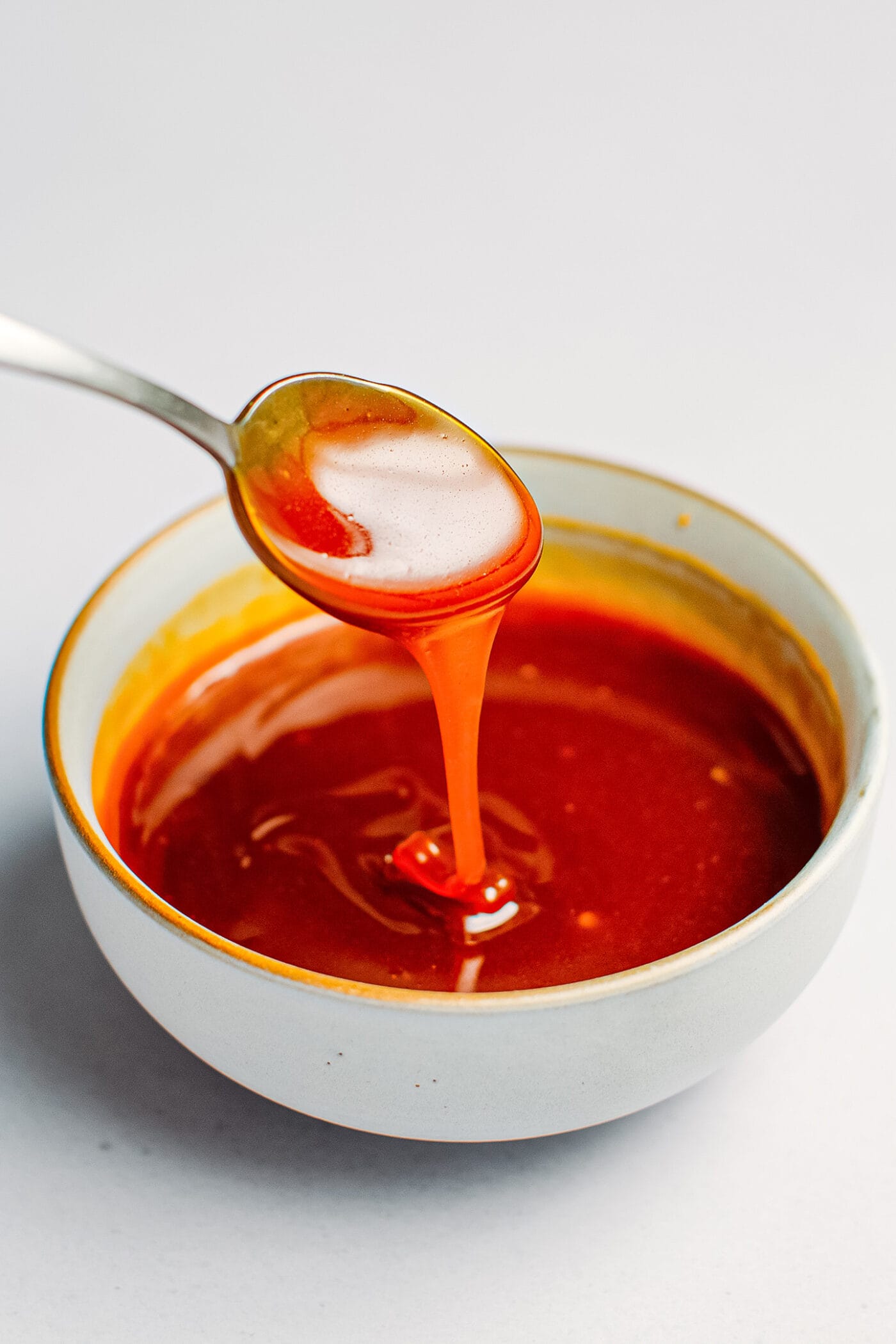 Salted caramel sauce in a small bowl.