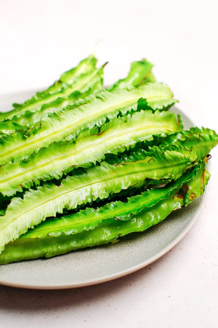 Close up of winged beans.