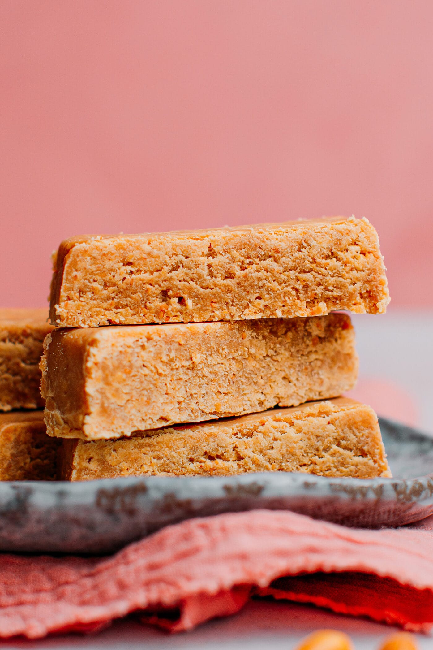 Close up of peanut butter candy bars.