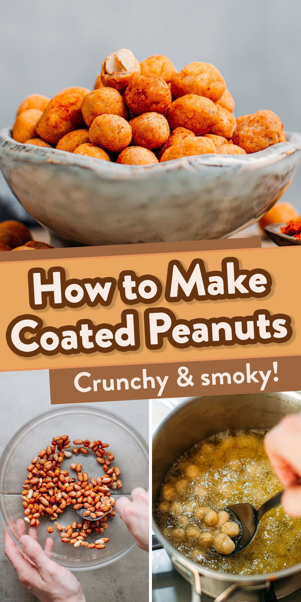 Super crunchy peanuts with a smoky and garlicky shell. These insanely-addicting peanuts make the perfect savory snack!