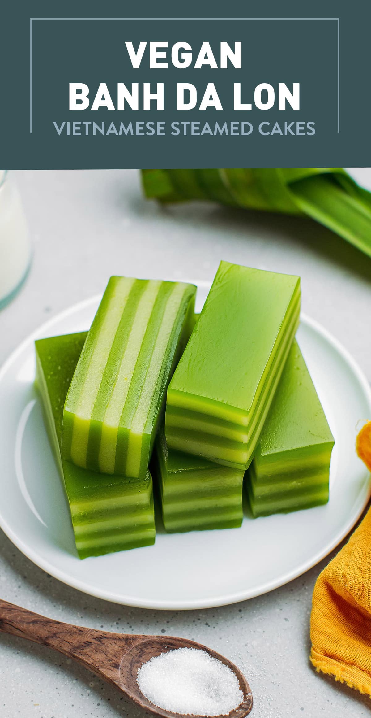 Banh Da Lon is a Vietnamese steamed layered cake that is infused with pandan leaves, coconut milk, and mung beans! It is soft, chewy, and so addicting! Vegan and just 6 ingredients required! #vietnamese #banhdalon #vegan