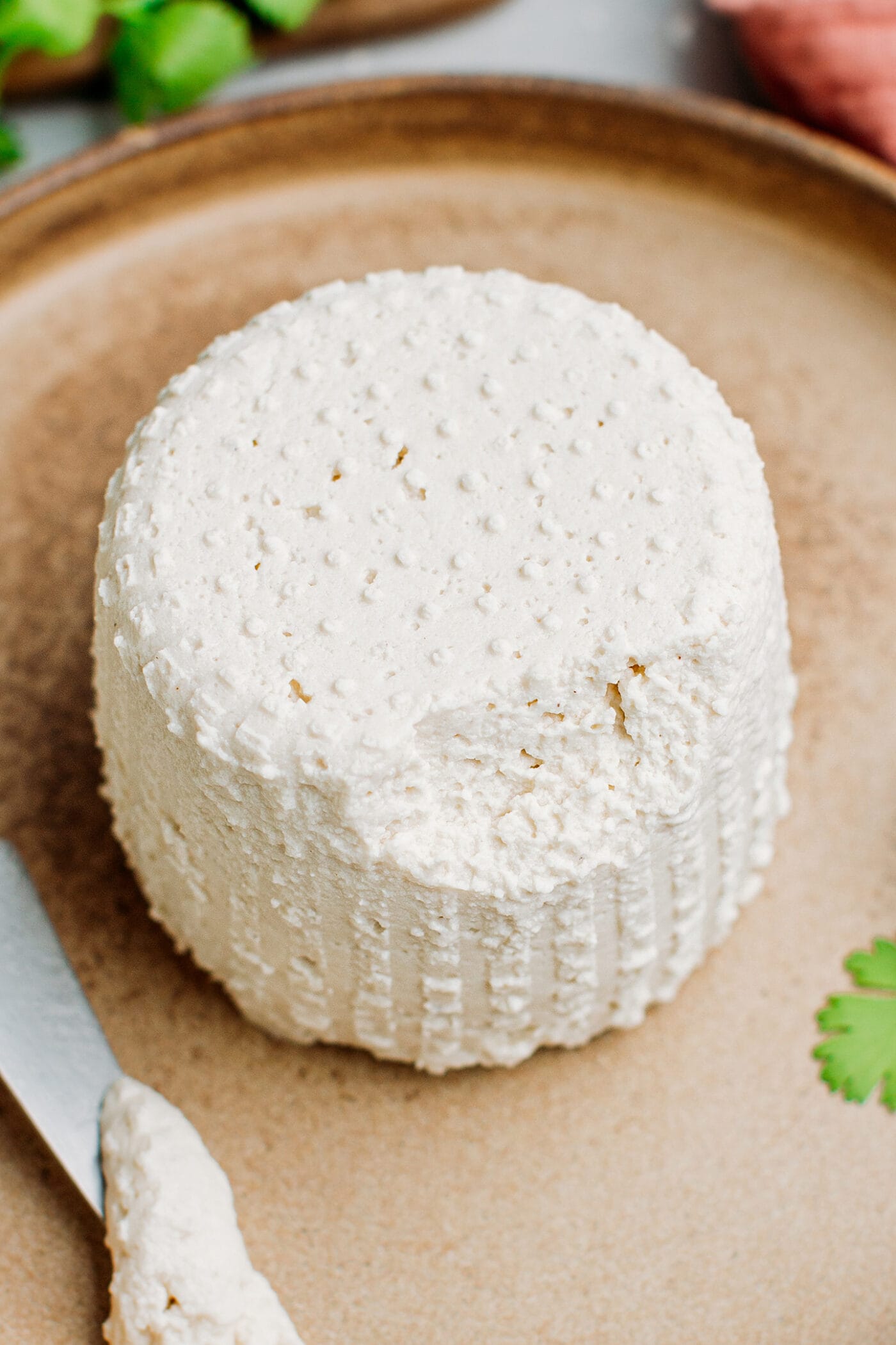 Close-up of vegan ricotta.