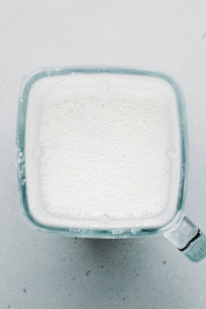 Cashew milk in a blender.