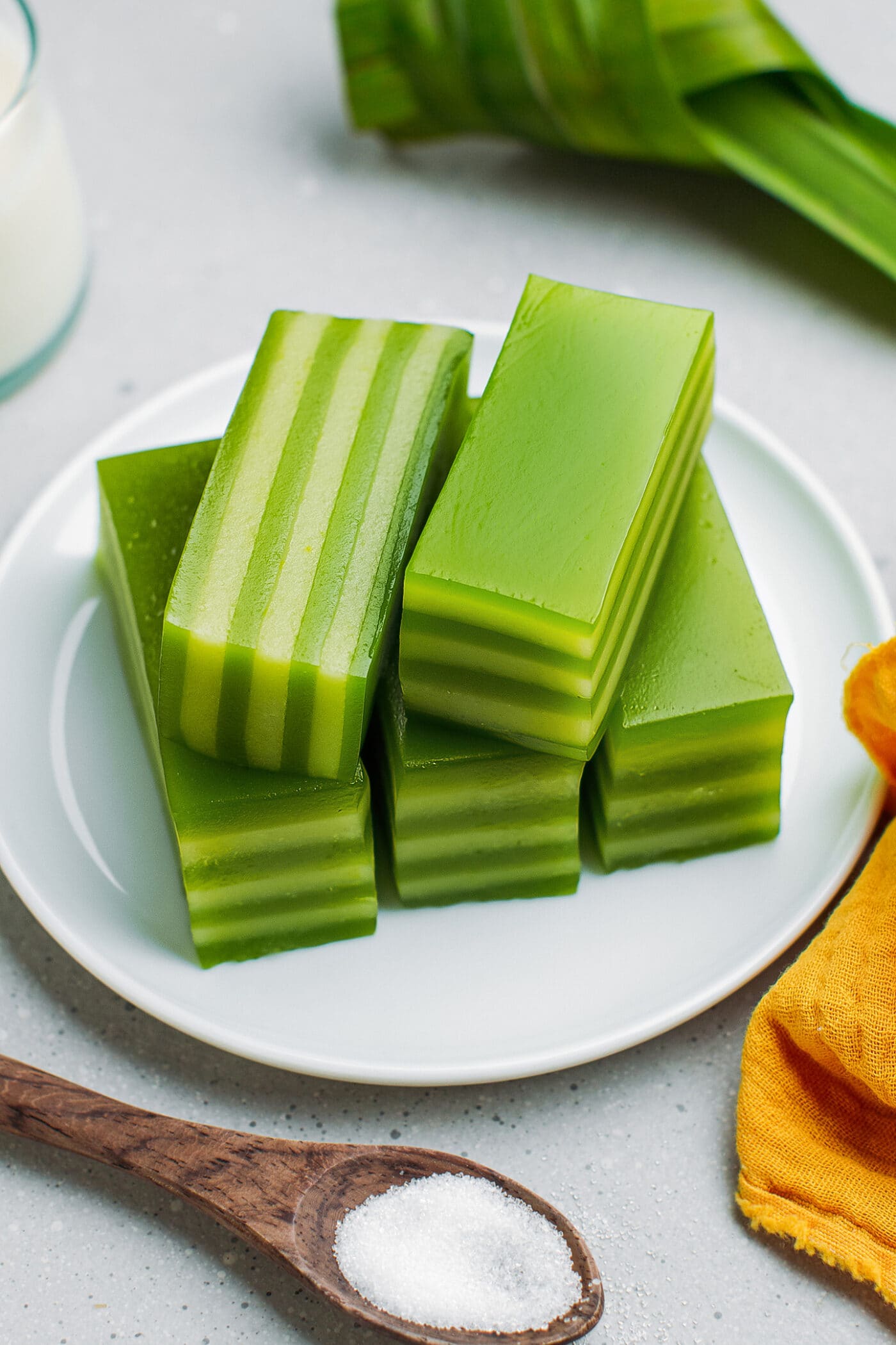 Vietnamese steamed layer cakes on a plate.