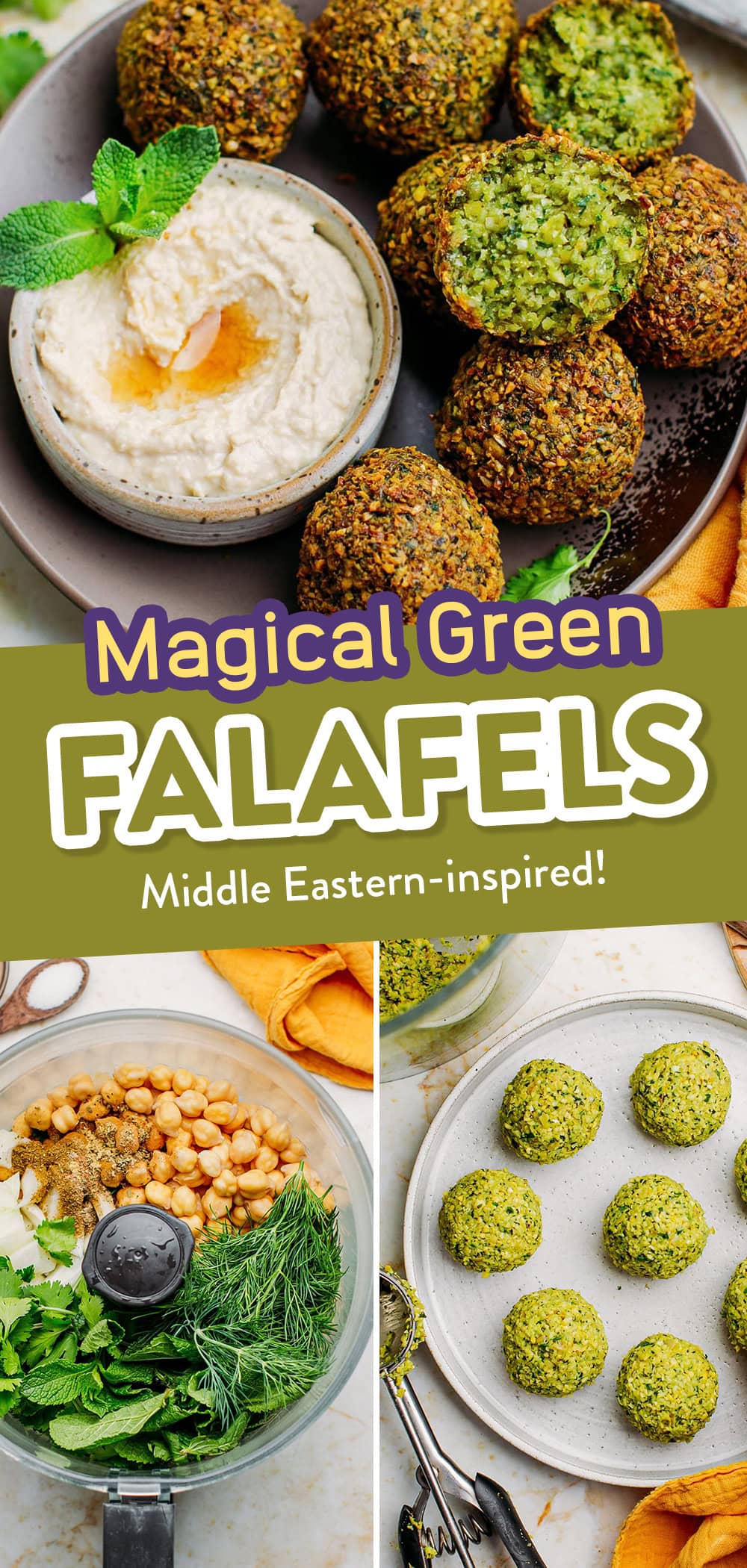 This Middle Eastern-inspired falafel is moist and fluffy on the inside, super crispy on the outside, and packs a ton of fresh herbs! This vegan falafel is the most delicious I have ever tasted! #falafel #vegan #lebanese