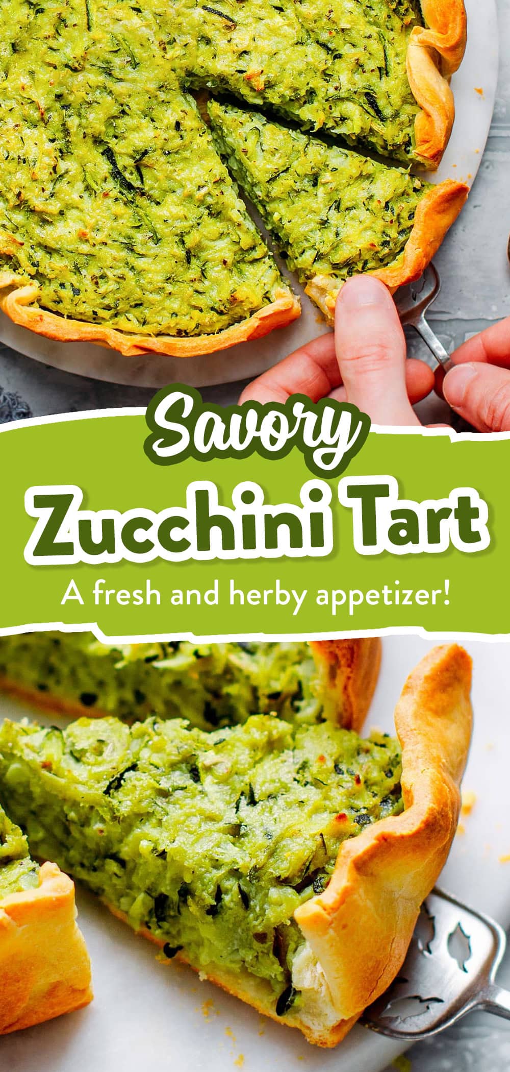 Fresh, herby, and garlicky zucchini tart that is delicious served warm or chilled. It's quick, easy, and made with simple ingredients! #plantbased #vegan #zucchini #plantbasedrecipes