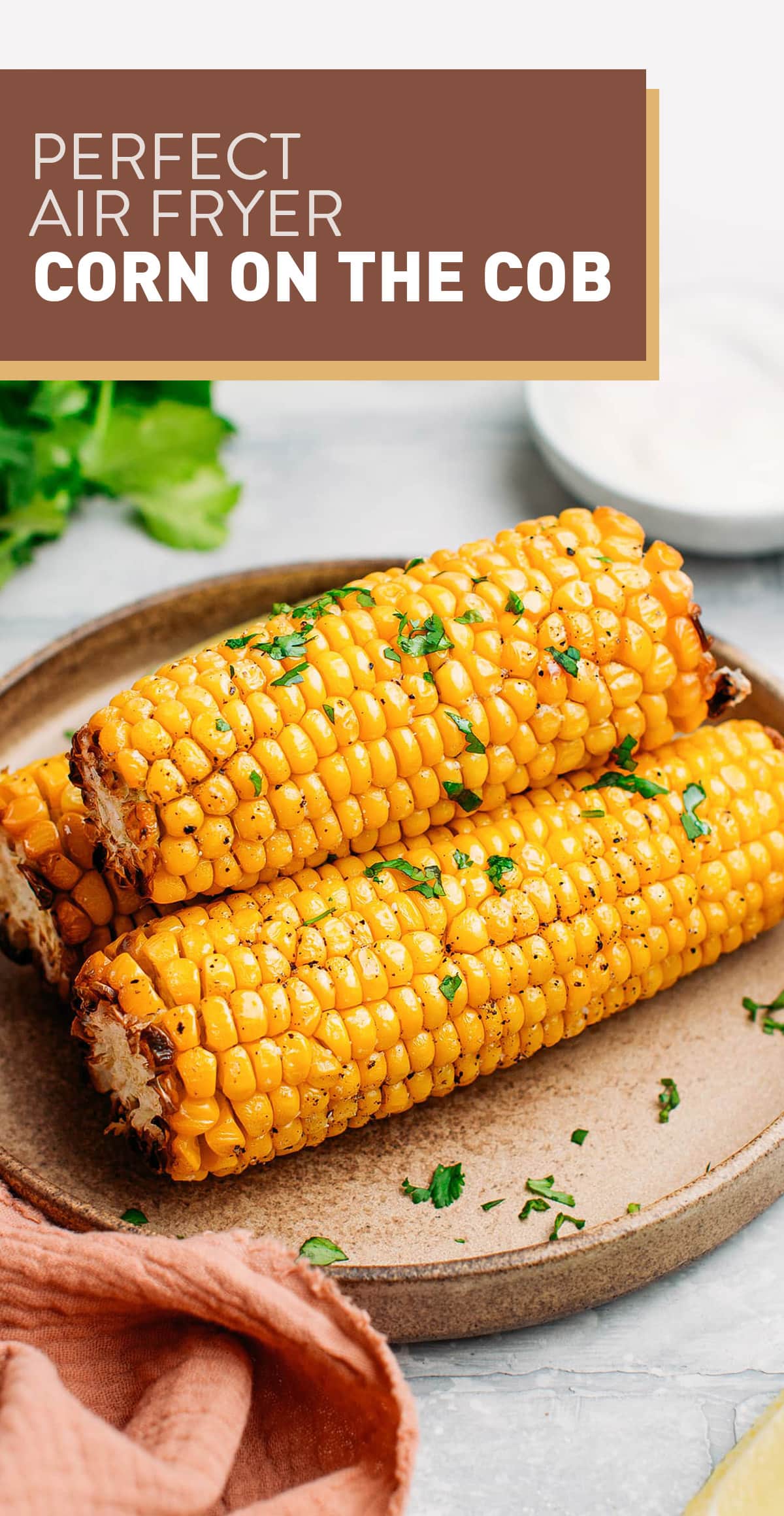 This slightly charred air fryer corn on the cob is sweet, crunchy, buttery, and so juicy! This is a must-have for any summer BBQ party. Plus, it takes just 15 minutes to prepare, and no oven or grill is needed. #corn #summer #airfryer