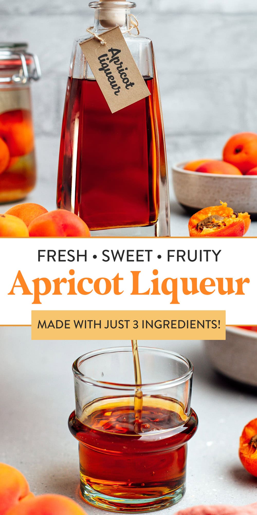 Make your own apricot liqueur with just 3 ingredients! Fresh, sweet, and fruity, this liqueur has a flavor comparable to Japanese umeshu. Apricots are steeped for about 3 months in liquor and sugar to create a delightful and aromatic beverage!