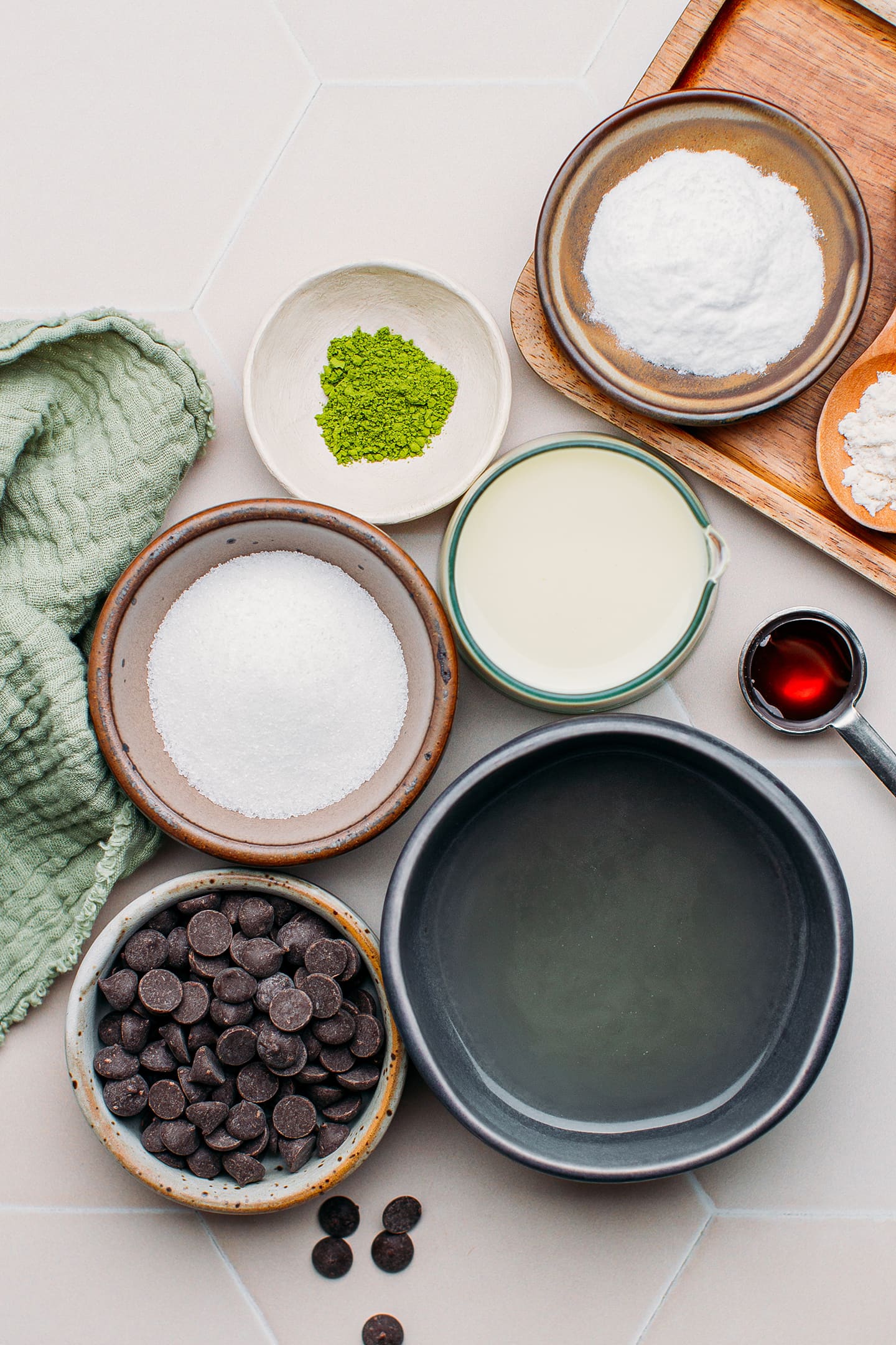 Ingredients like sugar, coconut oil, milk, and chocolate chips.