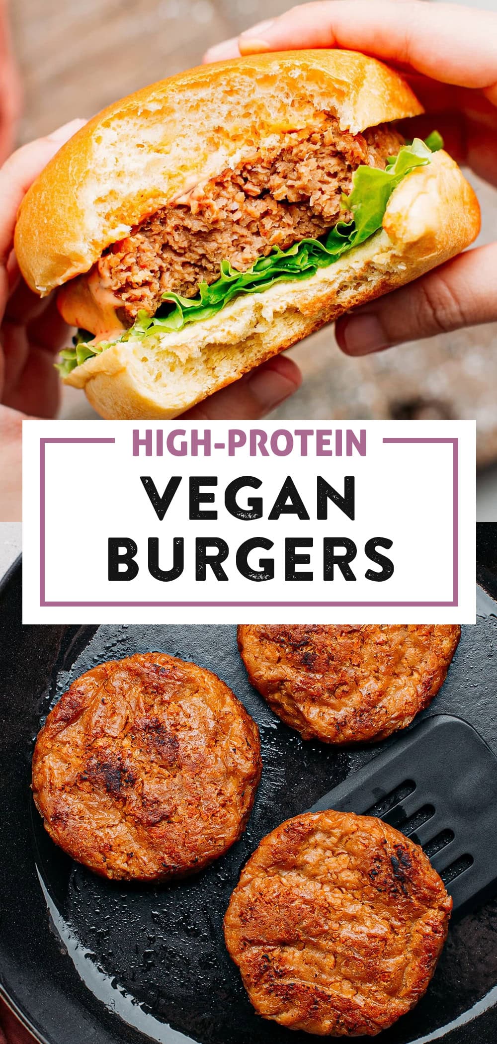 Awesome vegan burgers that are super meaty, soft, juicy, and high in protein! You will never believe these are vegan! #plantbased #vegan #burger #protein