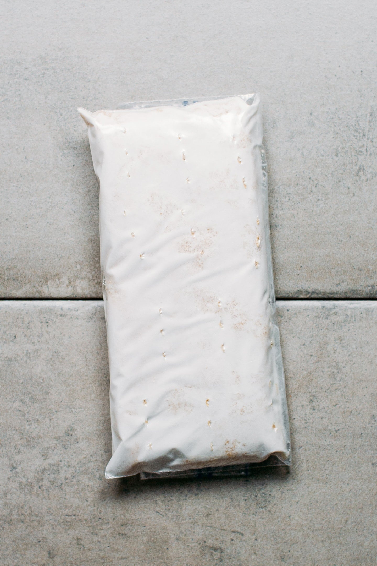 Freezer bag filled with okara.