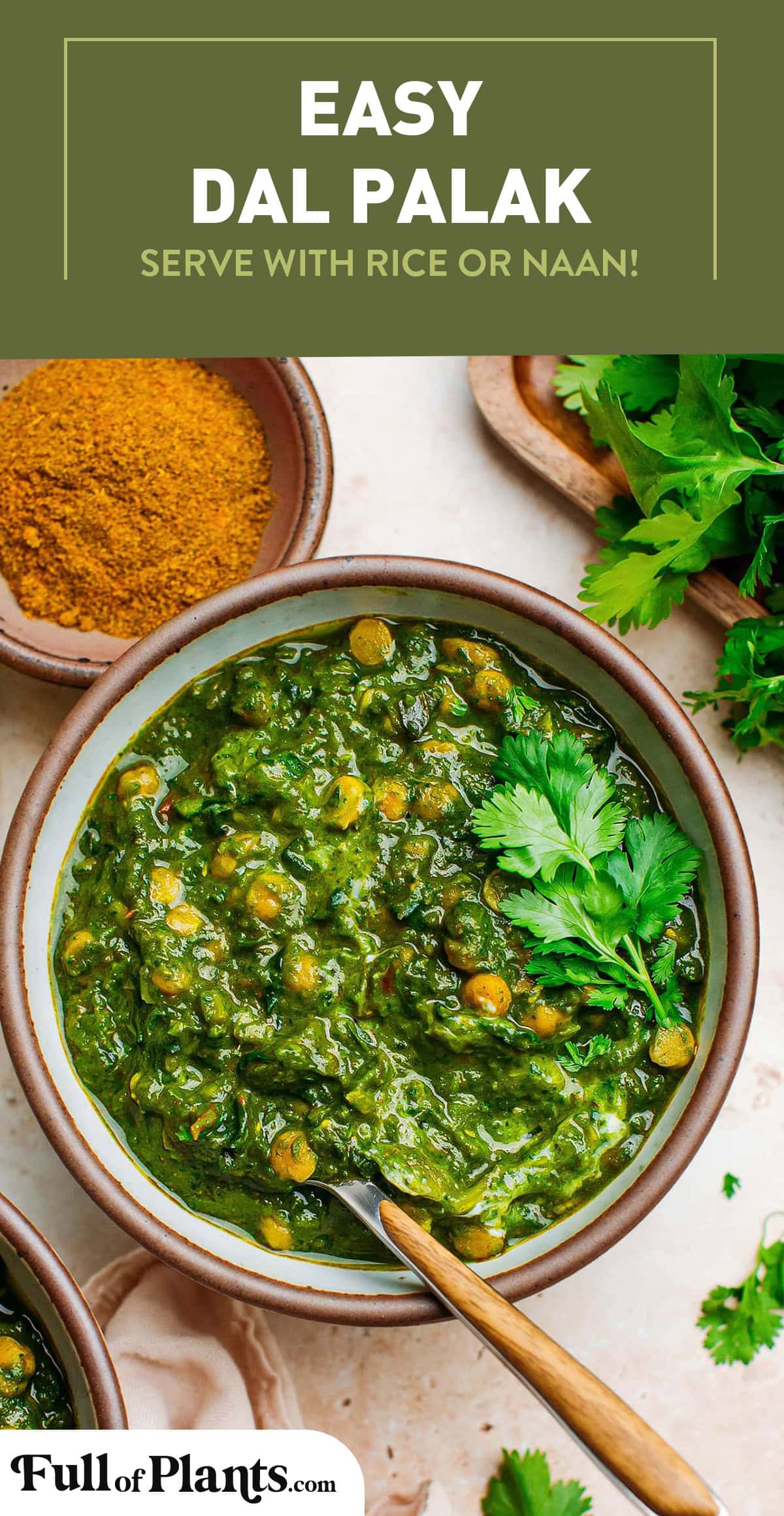 Healthy and incredibly flavorful chickpea and spinach curry. It's light, nutritious and packed with fiber and protein! #plantbased #indianfood #vegan #spinach #lentil
