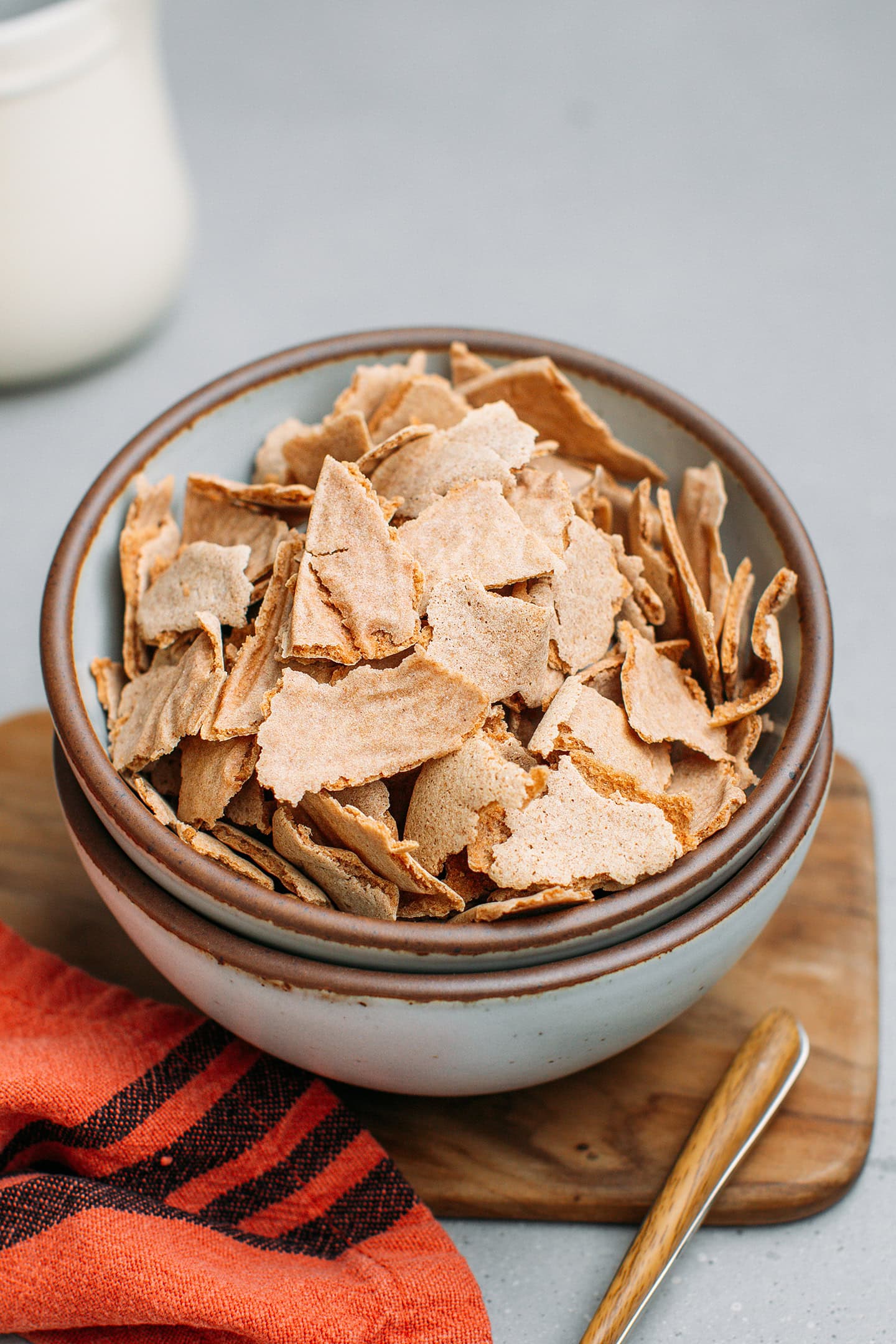 Bowl filled with buckwheat flakes.