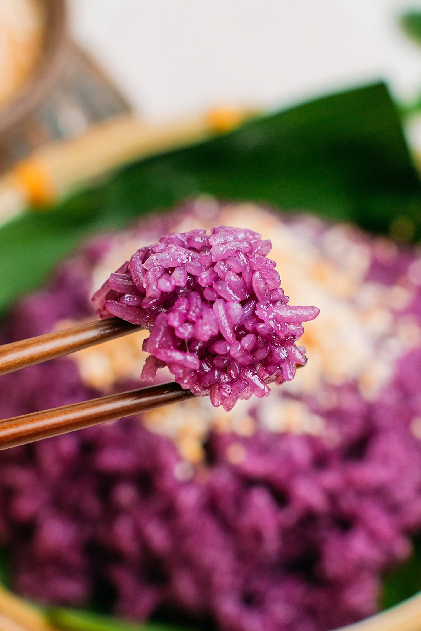 Close-up of a purple sticky rice.