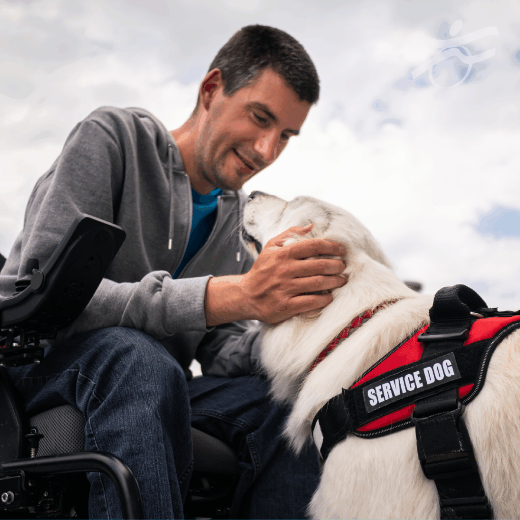 Man with his service dog