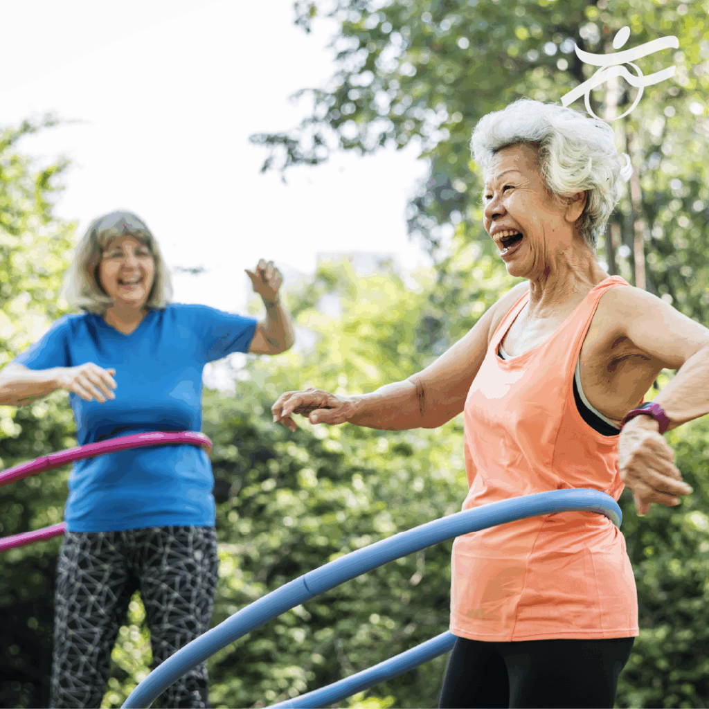 Older woman hula-hooping