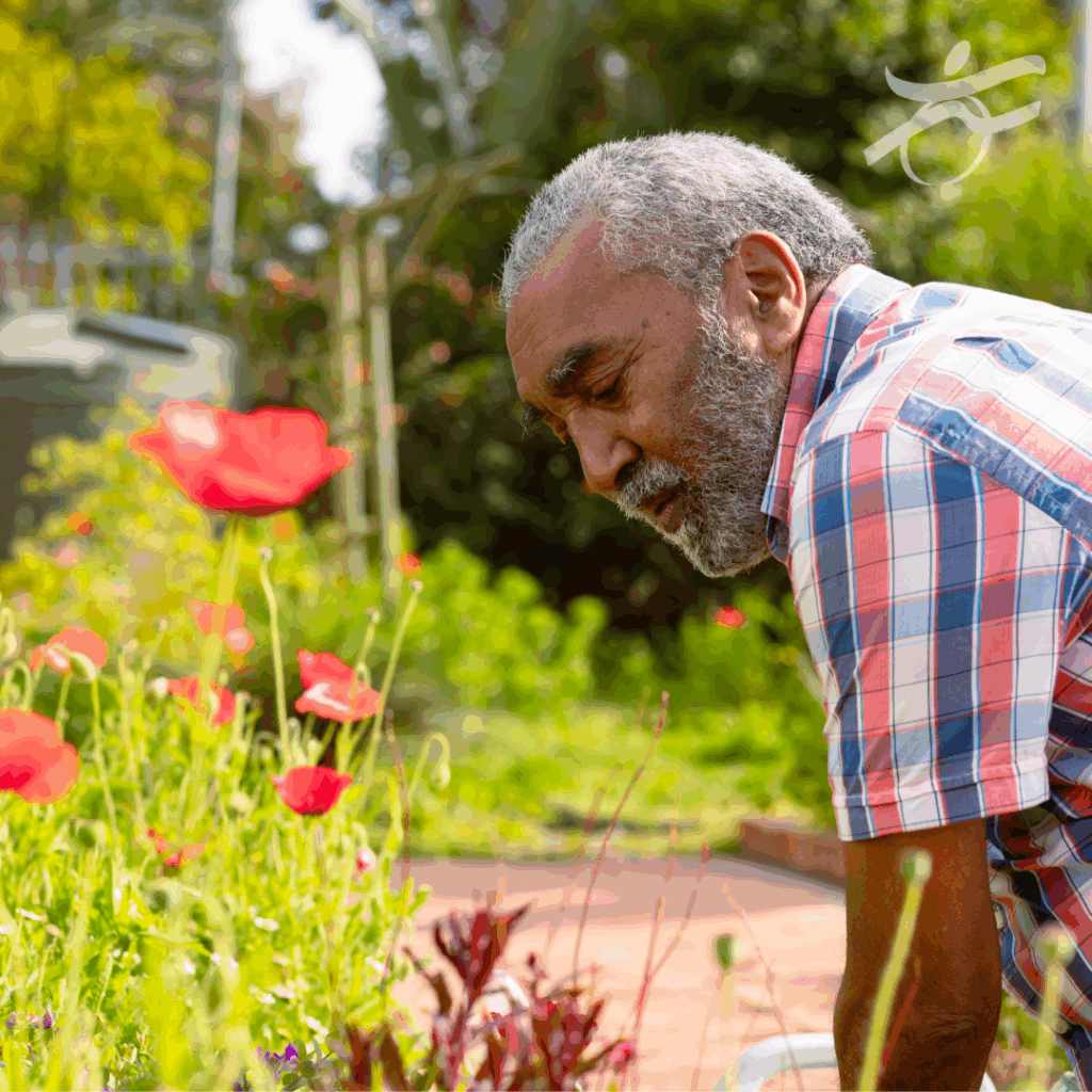 Man gardening outside