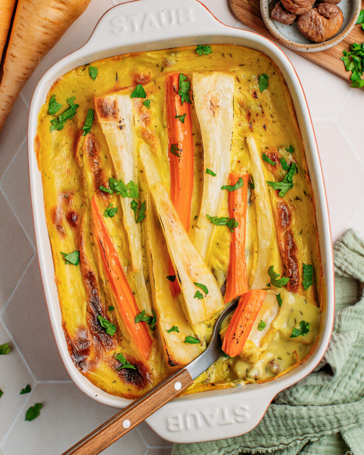 Easy Parsnip & Carrot Bake