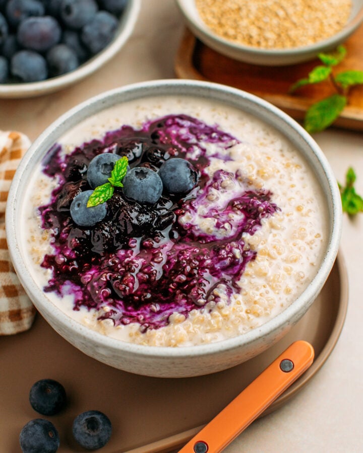 Coconut Quinoa Pudding With Blueberry Compote