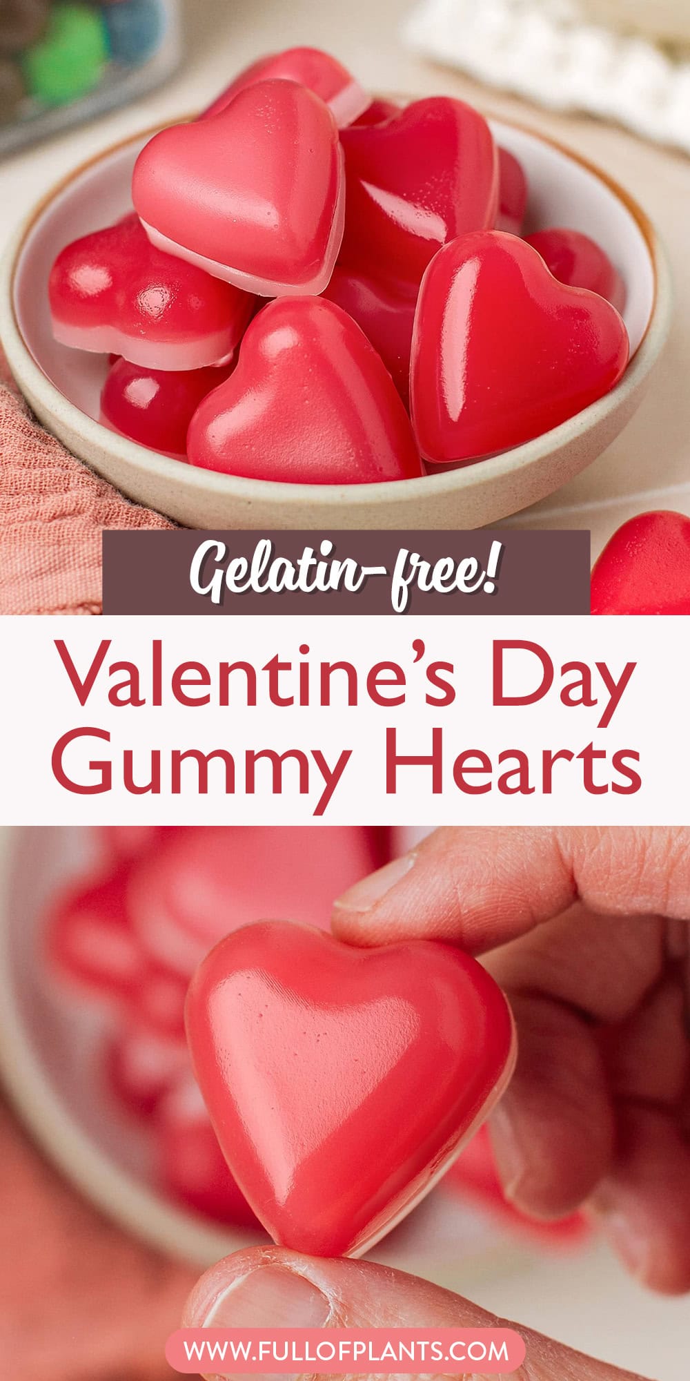 These gelatin-free Valentine's Day gummy hearts are perfectly chewy, bouncy, and so cute! Infused with raspberry syrup, these little gummies are fruity with a hint of coconut flavor. Gift them to your sweetheart or make them together!