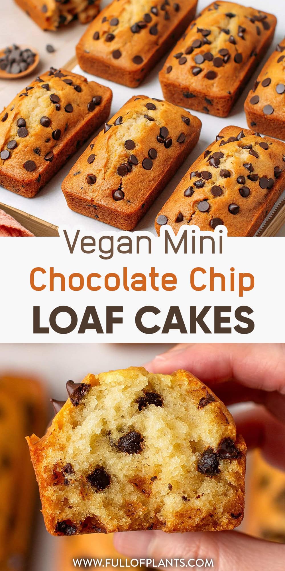 Looking for an easy and portable sweet snack? These mini chocolate chip loaf cakes are soft and fluffy, flavored with vanilla, and loaded with dark chocolate chips! Plus, they require simple ingredients and can be ready in just about 30 minutes!