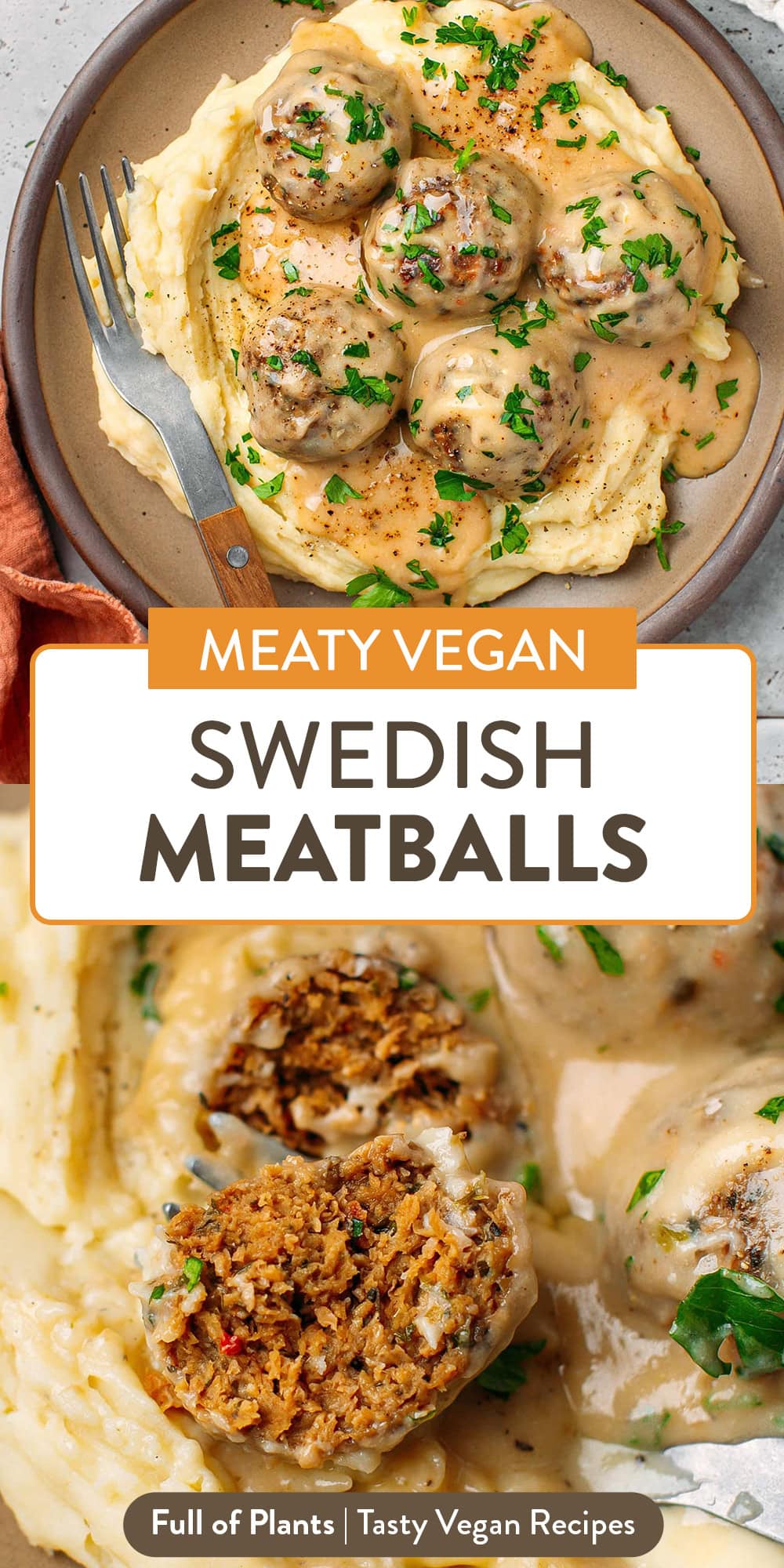 Simmered in a buttery and savory gravy, these vegan Swedish meatballs are tender, meaty, and so delicious served over mashed potatoes! Instead of using store-bought vegan ground meat, this recipe has you making both the meatballs and gravy from scratch!