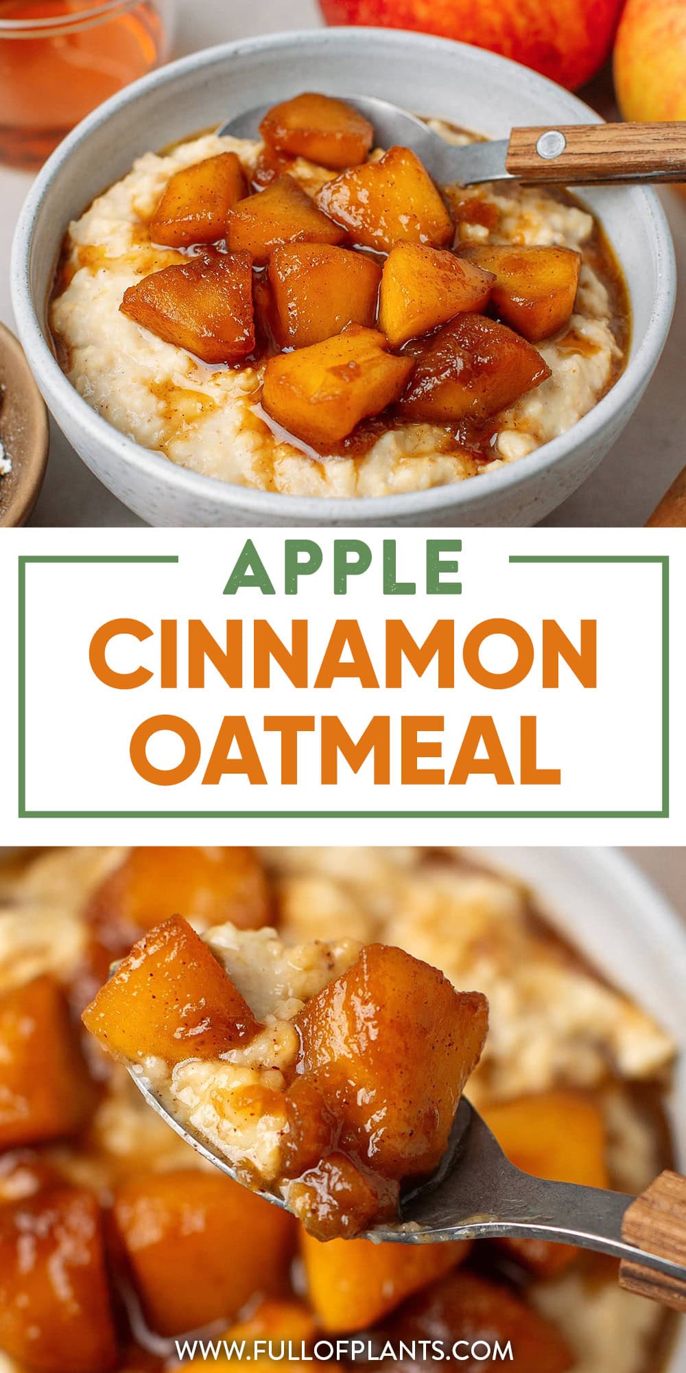 This apple cinnamon oatmeal features tender, gooey apples cooked in a salted caramel-like sauce and served over warm, creamy cinnamon oatmeal! A healthy and warming breakfast that's super simple, yet incredibly delicious!
