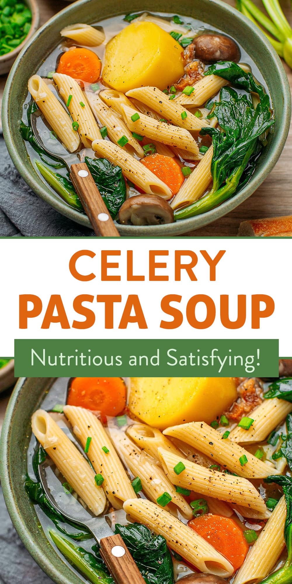 Forget about soups that leave you hungry! This hearty celery pasta soup features nutritious vegetables like carrots, mushrooms, potatoes, Daikon radish, and celery. The broth is savory with a slight sweetness, and it all comes together in one pot for a simple yet satisfying dinner!