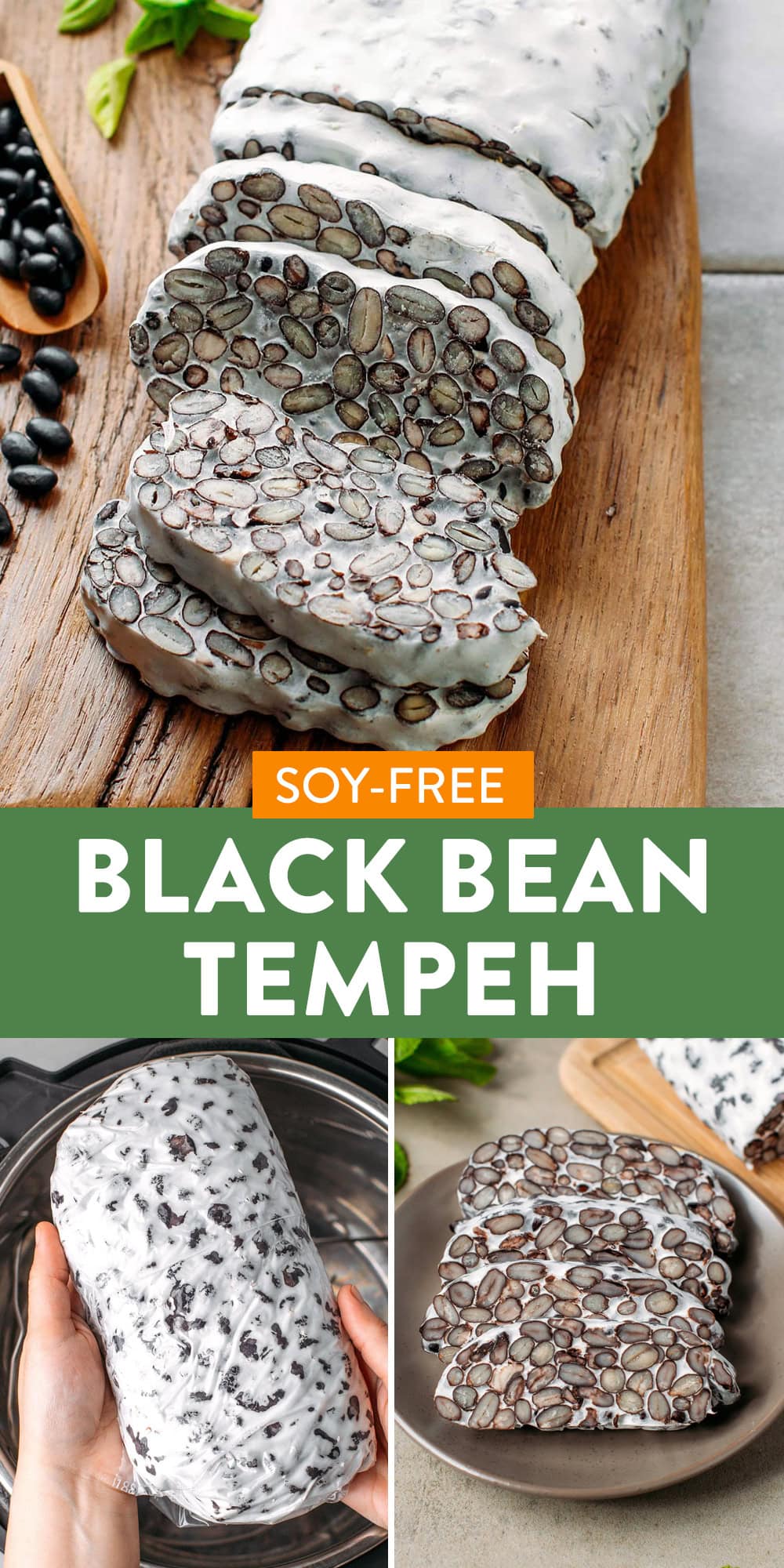 This 3-ingredient black bean tempeh is a delicious soy-free alternative to traditional tempeh. Nutty, firm, and perfectly sliceable, it holds together beautifully and works in all of your favorite savory recipes - just season and cook it however you like. I'll guide you step-by-step on how to make it from scratch!