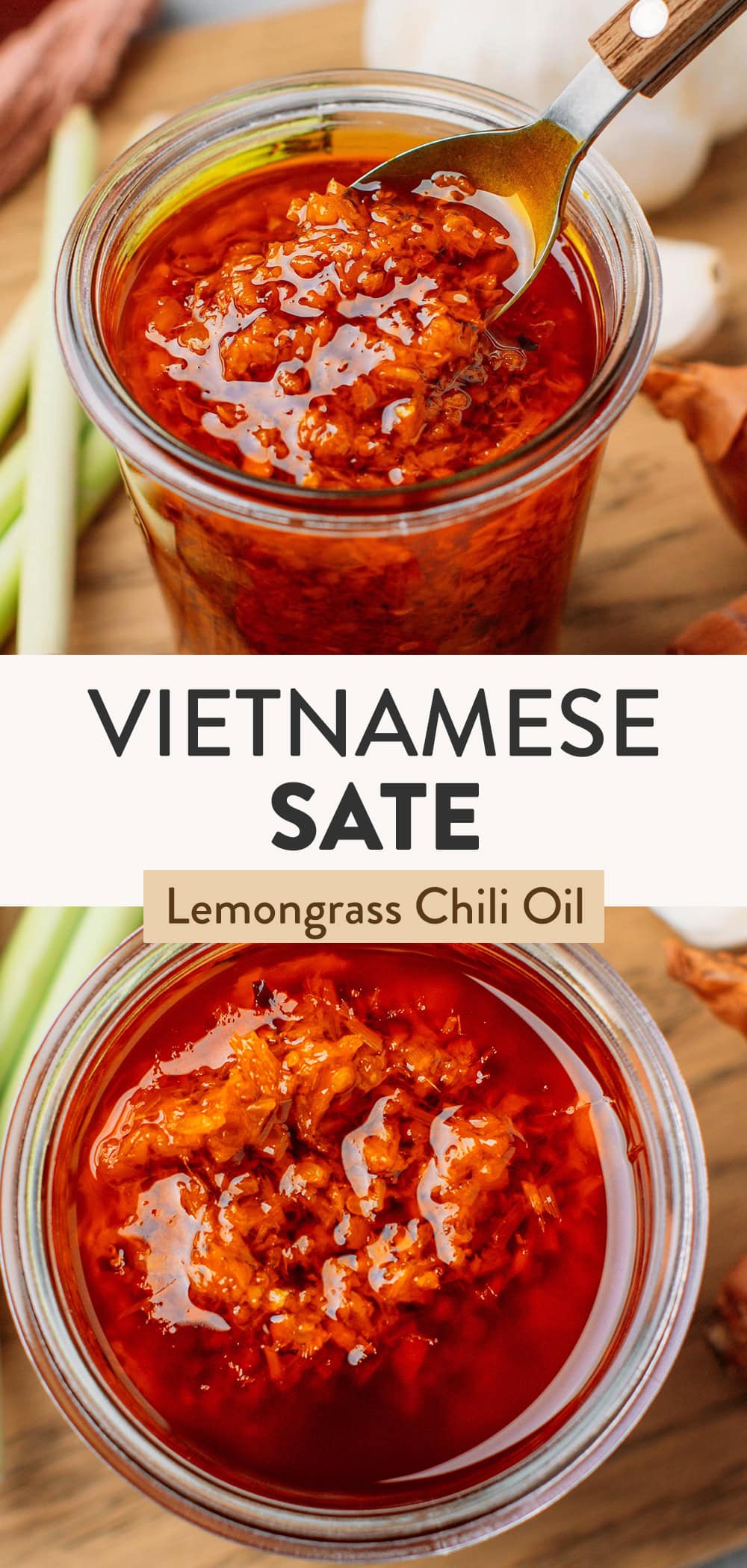 This authentic Vietnamese sate is a bold, lemongrass-packed chili oil that instantly transforms any dish. Made in one pot with garlic, shallots, and chili, it adds heat and savory depth to soups, noodles, marinades, and dipping sauces. Trust me, once you have a jar in the fridge, you'll find yourself reaching for it constantly!