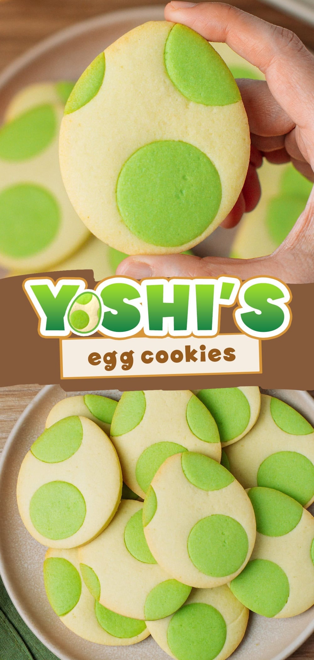 These colorful easter egg cookies are inspired by the iconic eggs from Yoshi! Tender in the center, crispy on the edges, and easy to make, these vanilla sugar cookies are also dairy-free and eggless. Perfect for a movie night or a gaming session!