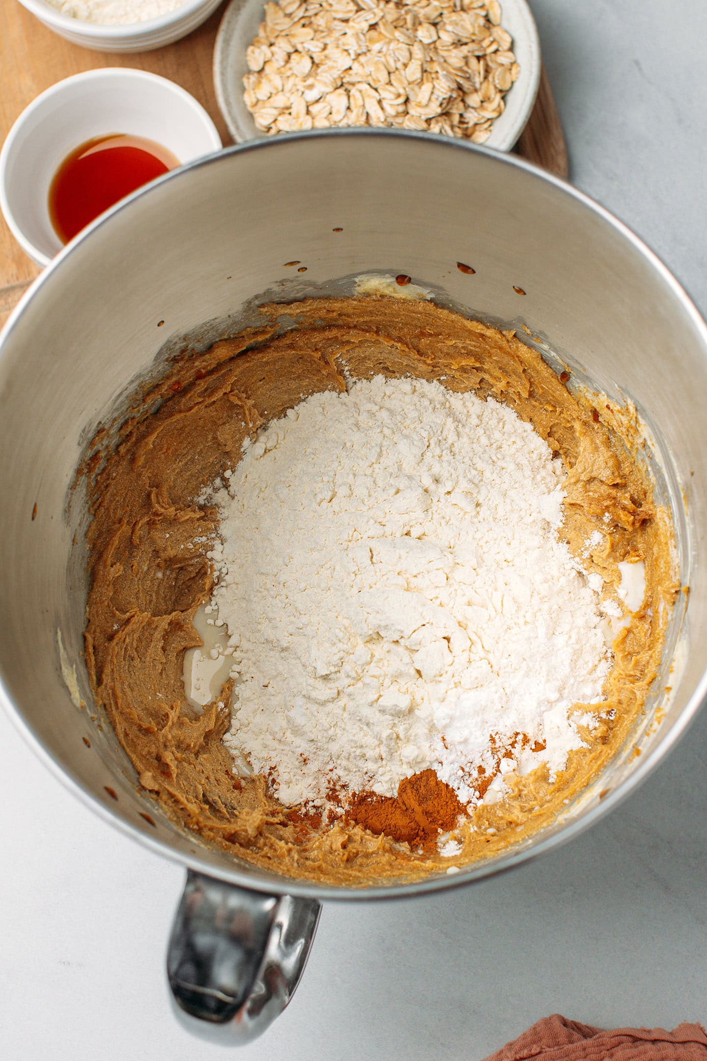 Creamed butter and flour in a bowl.